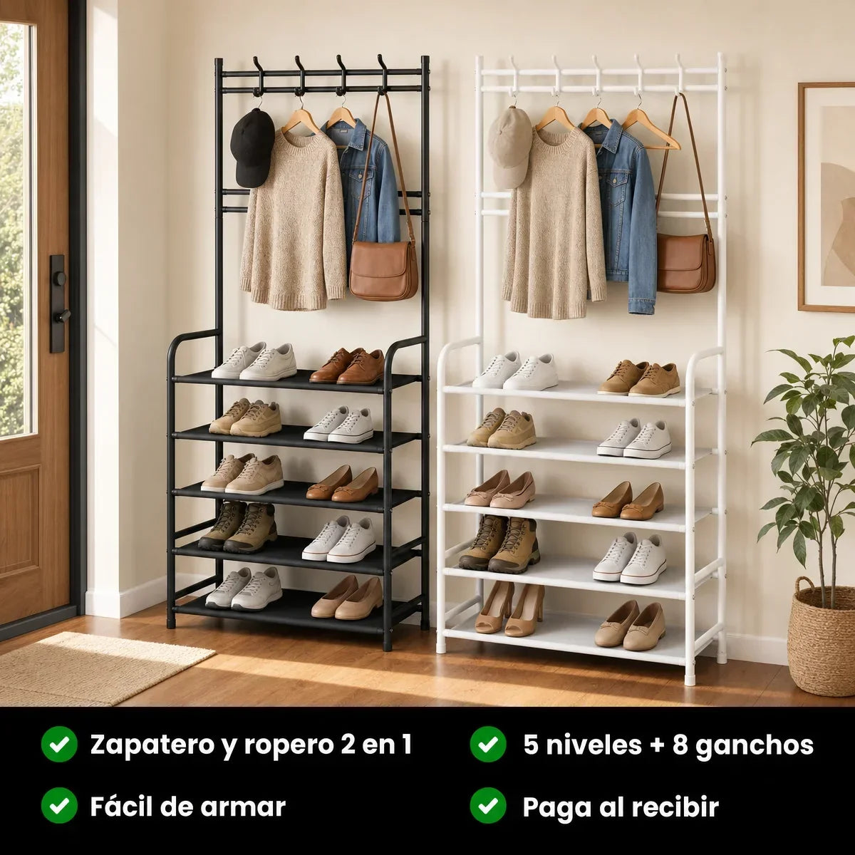 Compra 1 y llévate 2 - Organizador zapatero y ropero de 5 niveles